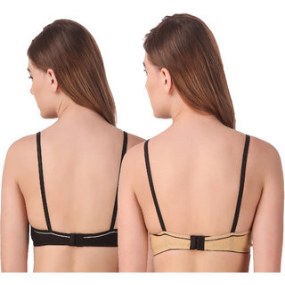 Empisto Branded Black,Skin color Cotton Fabric Line Bra view 2