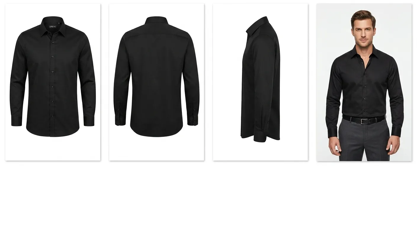 Mens Premium Black Cotton Shirt (60x40 Fabric) | Formal Wear | Regular Fit | Sizes S to XXL view 2