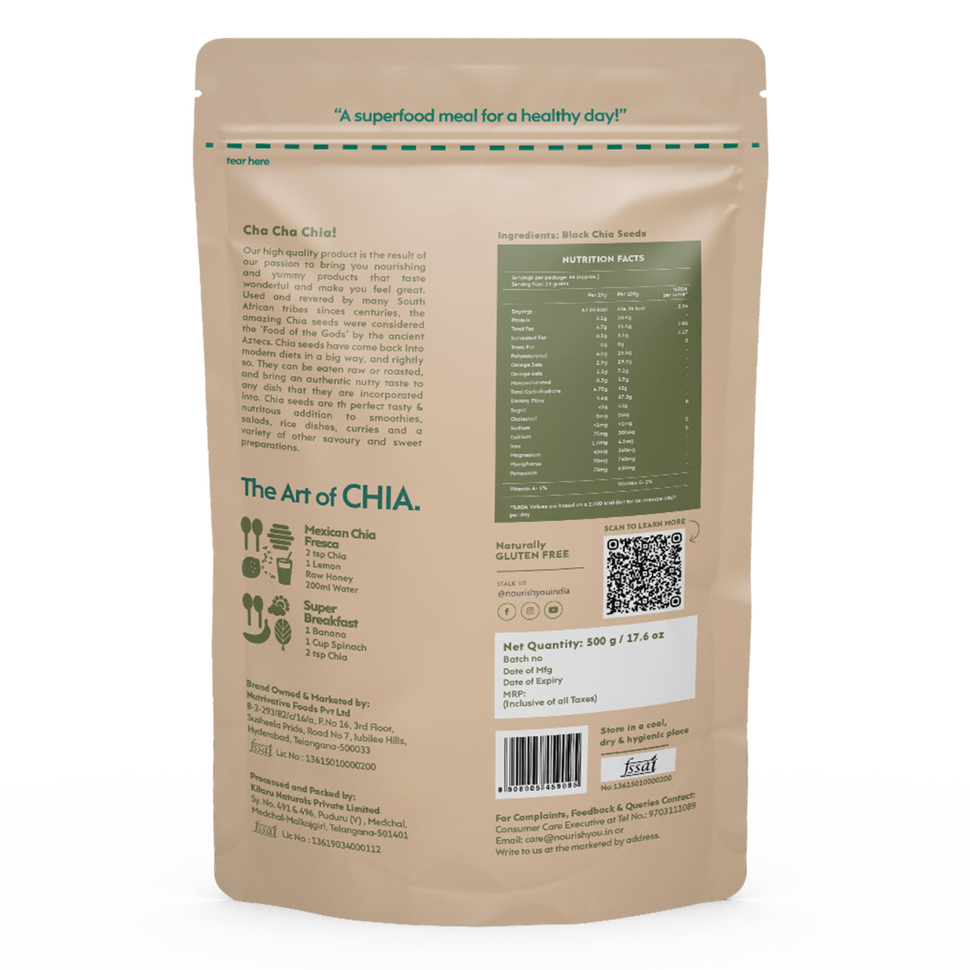nourish you Raw Black Chia Seeds view 2