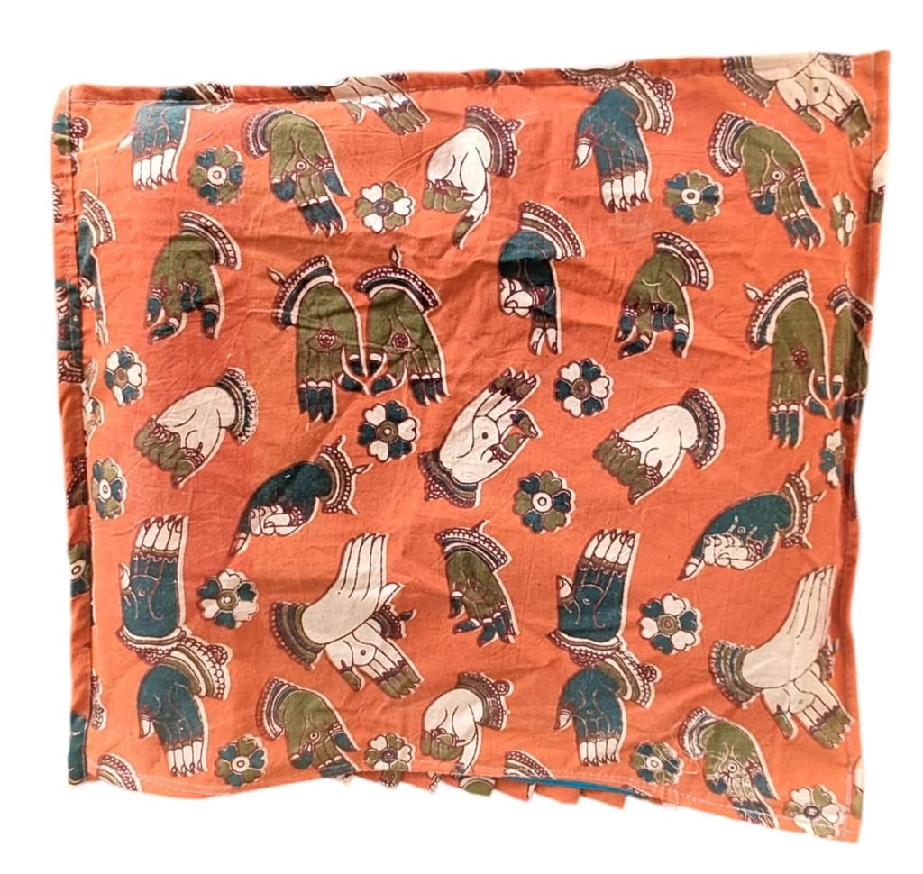 Buy Kalamkari cotton hand block printed cushion cover online at best price in India view 2