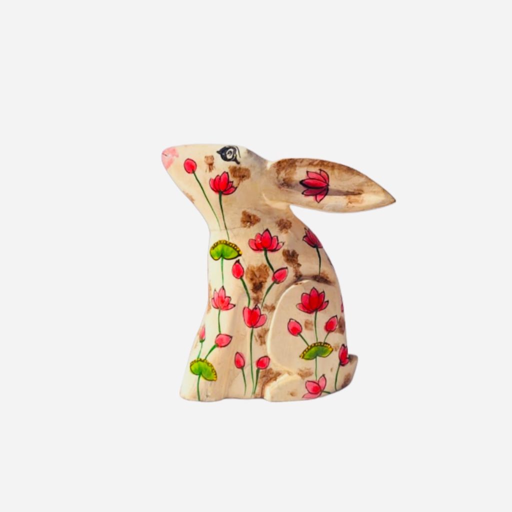 WOODEN RABBIT HOME DECORATED PEACE view 2