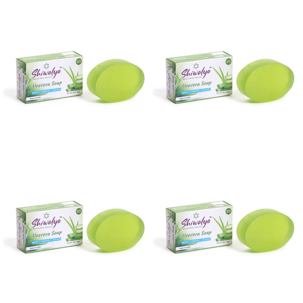 SHIWALYA Natural Aloevera Handmade Soap | Handmade Bathing Soap | Herbal Soap Soft & Radiant Skin | Suitable for All Skin Types (Pack of 4)