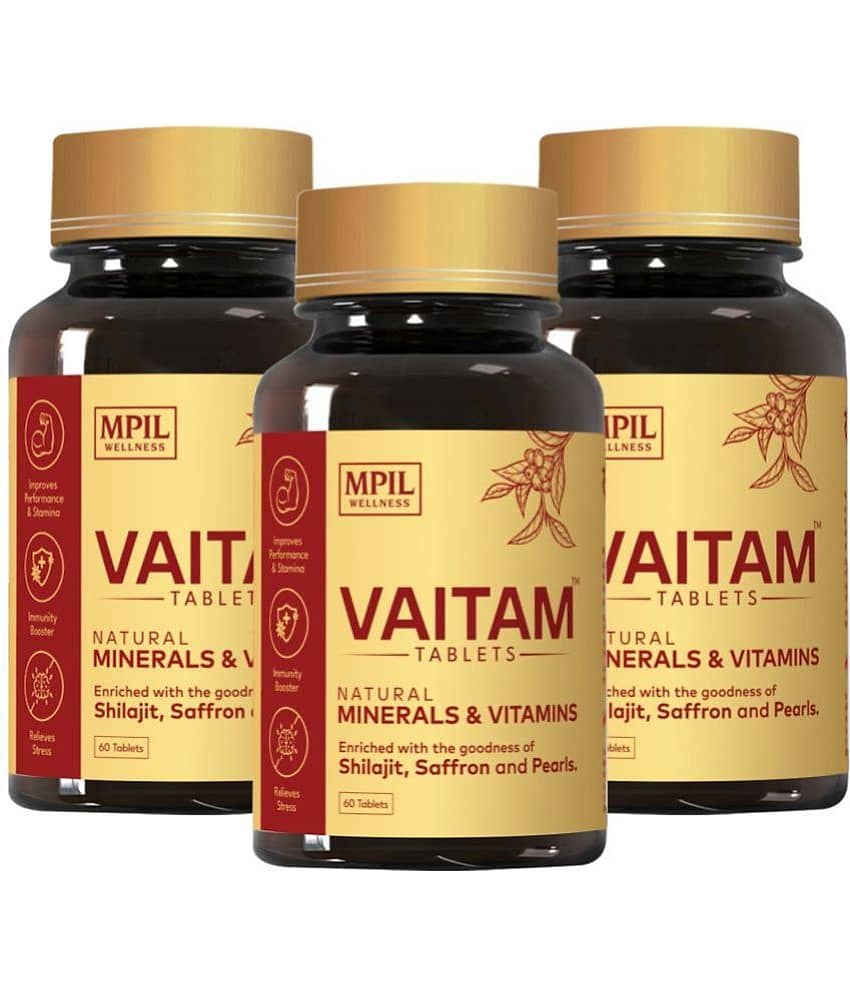 Mpil Wellness Vaitam Tablet with Blended Shilajit & Pearls for Daily Energy & Immunity (180 Tablets)