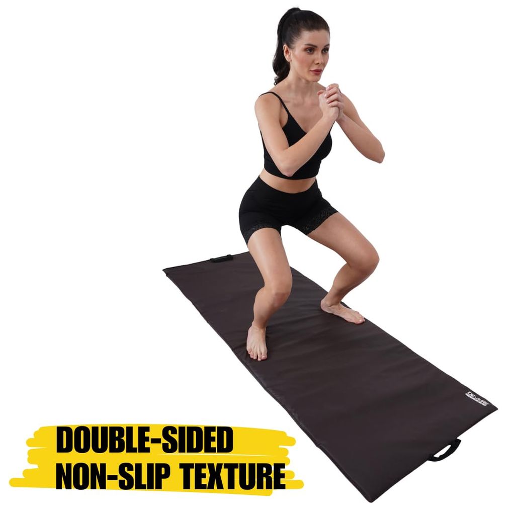 De Jure Fitness Leatherette Yoga Mat, Foldable yoga mat, Professional Yoga Mat for Exercise, Fitness & Meditation with Carrying Strap for Men & Women (12 MM ) view 2