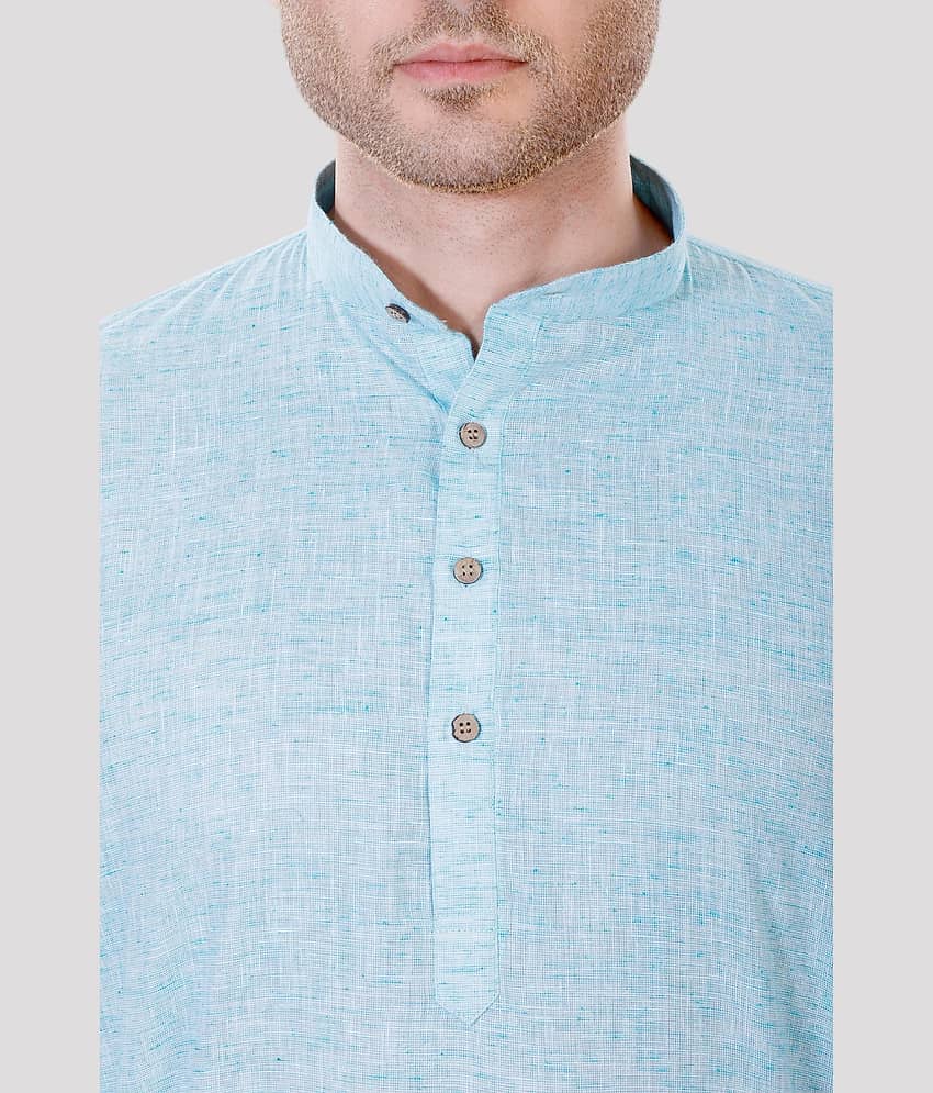 Maharaja - Green Linen Men's Regular Kurta ( Pack of 1 ) view 2