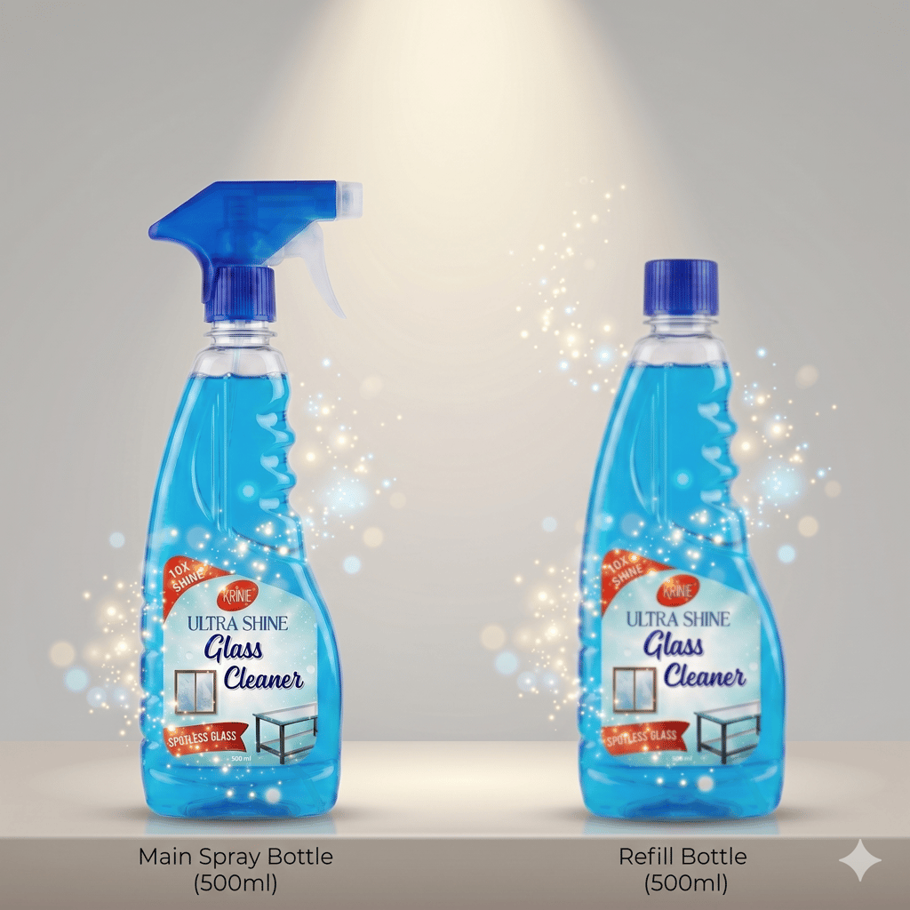 Krineet's Glass Cleaner Liquid Combo (500MLX2) | Streak-Free Shine for Glass, Mirrors & Windows | Fast-Drying Multipurpose Surface Cleaner view 2