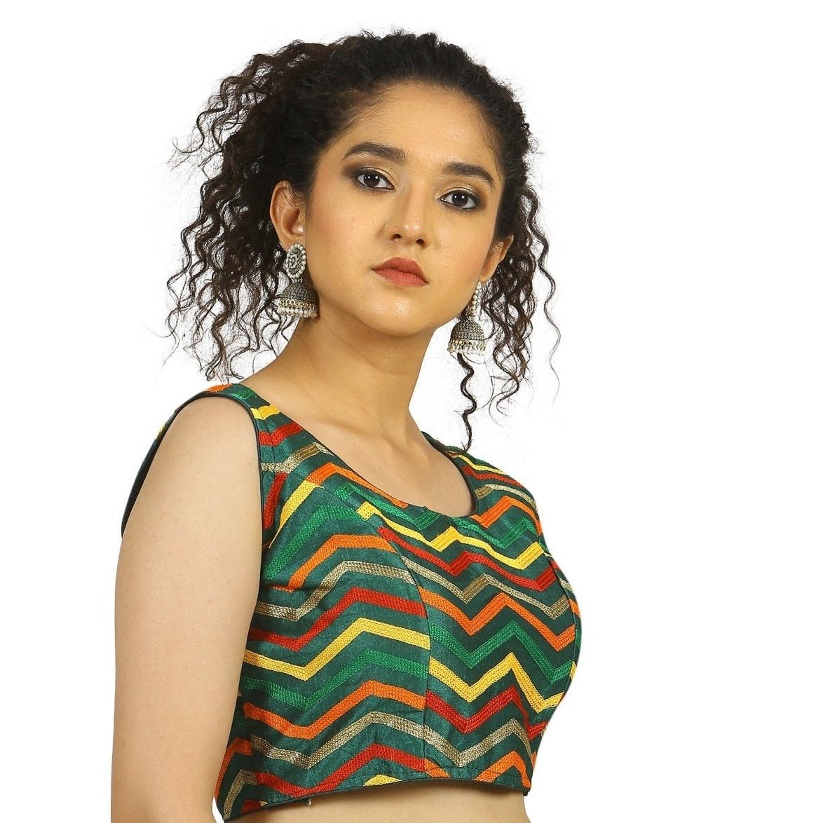 TheHangr Dark Green Zig-Zag Blouse - 32
