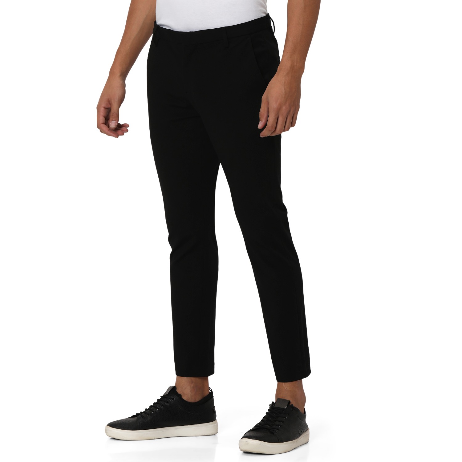 Black Ankle Length Stretch Chinos Trouser view 2