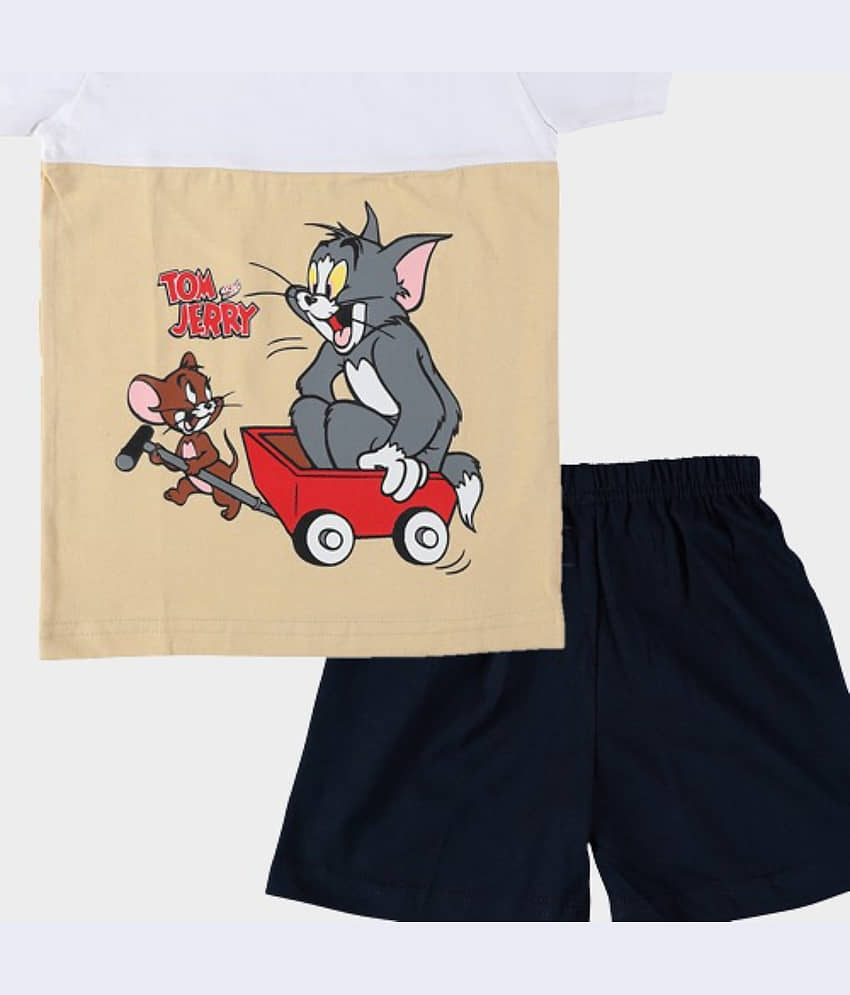 CATCUB Pack of 1 Unisex for Baby Cotton T-Shirt & Shorts ( Beige ) view 2