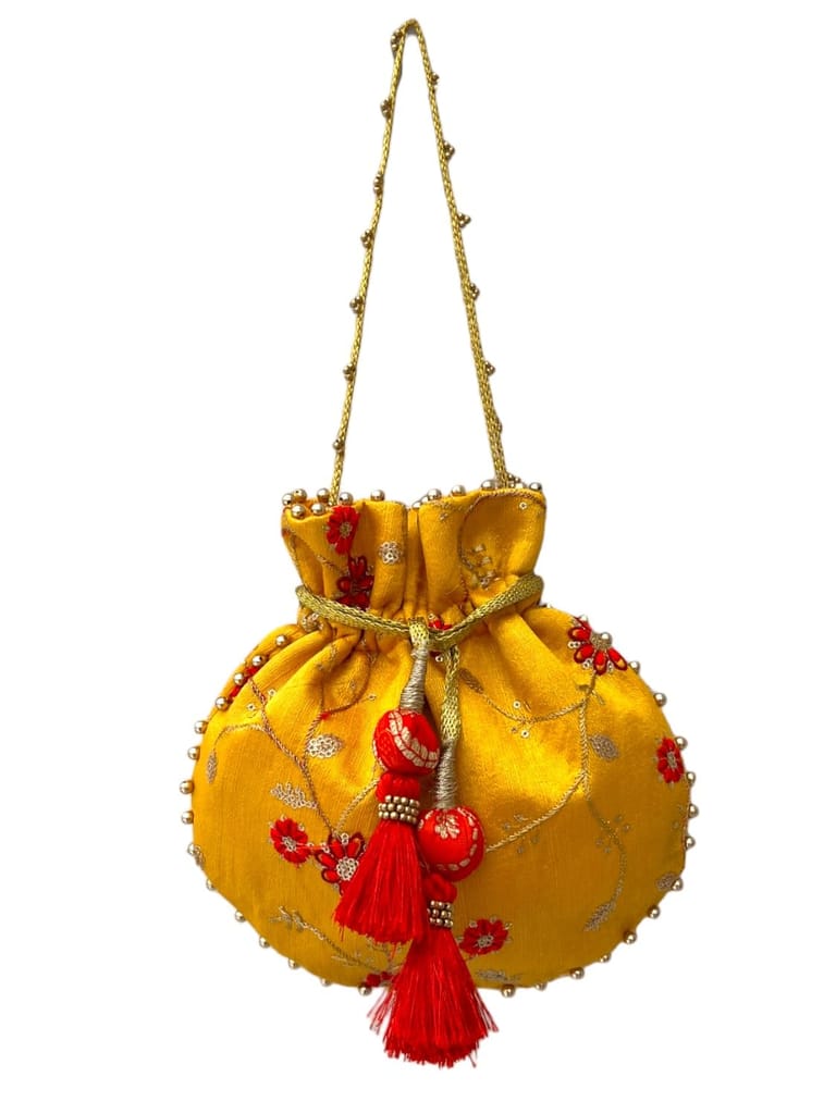 ART BY CHAITASI Embellished Designer Potli Bag with Protective Box, Handbag, Wristlets, Clutch for Women, Girls with Handmade Embroidery, Sequin, Beads Work for Parties, Weddings