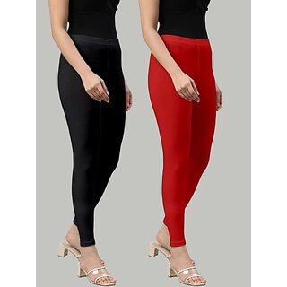 SHE PURE LUXURY WEAR Ankle Length Ethnic Wear Legging (Black, Red, Solid) view 2