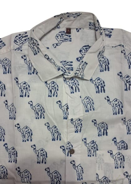 Hands block print gents shirt (Camel) view 2