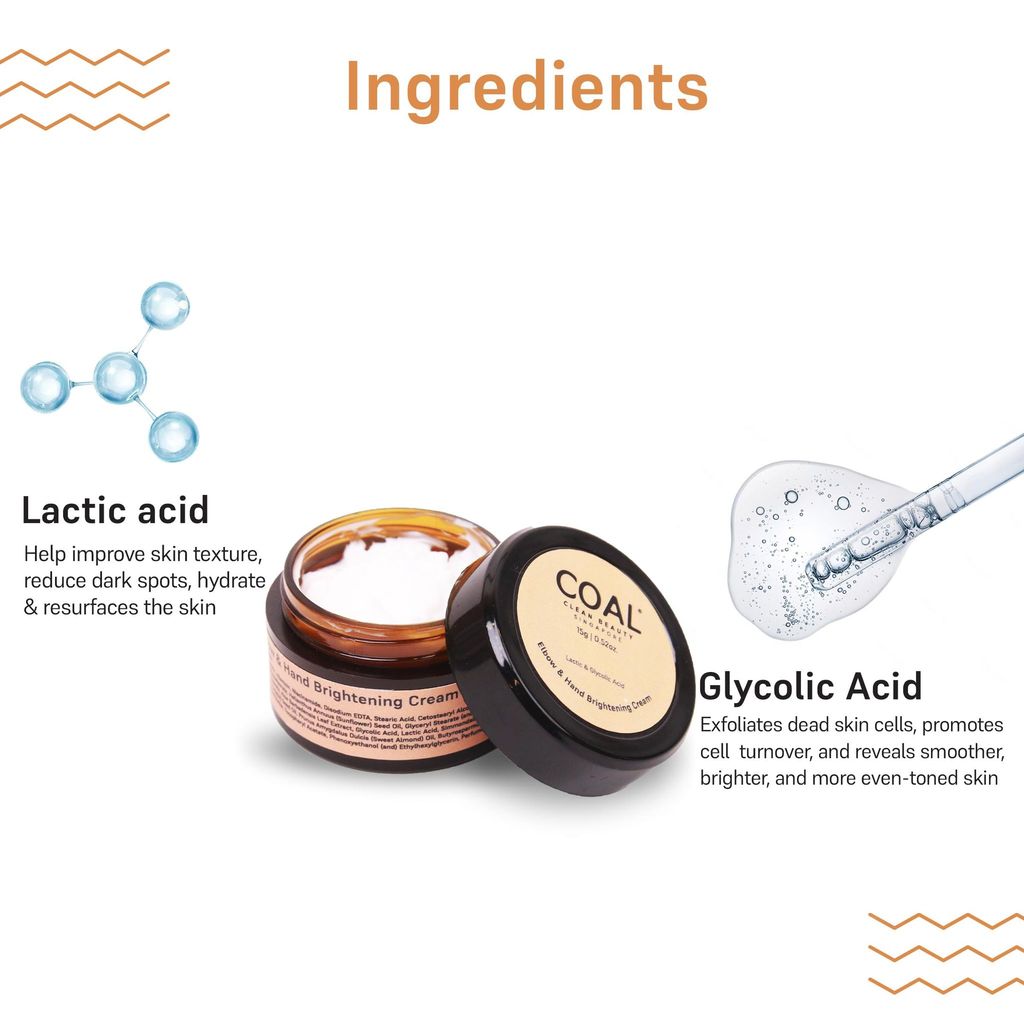 COAL Clean Beauty Elbow & Hand Brightening Cream with Lactic & Glycolic Acid | Hydrates & Nourishes Skin | Men & Women | All Skin Types | 15g view 2