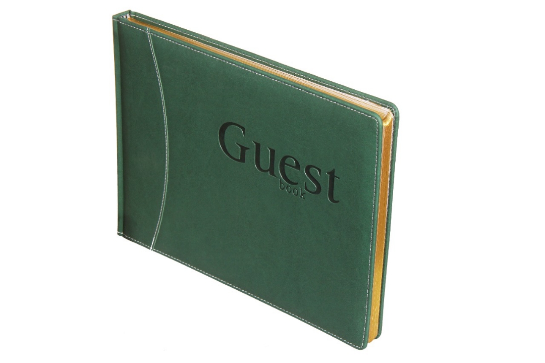 Sukeshcraft Pu Guest Notebook with White and Grey Paper Print in Bottle Green - Perfect for Journals, Notes, Office and Home Use