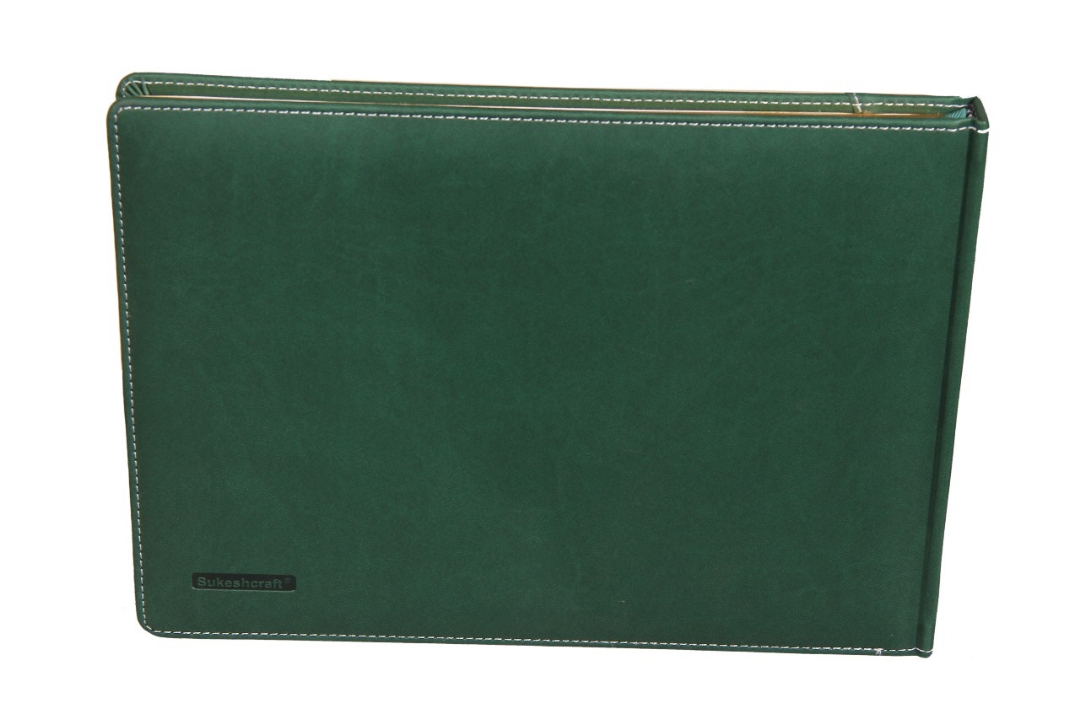Sukeshcraft Pu Guest Notebook with White and Grey Paper Print in Bottle Green - Perfect for Journals, Notes, Office and Home Use view 2