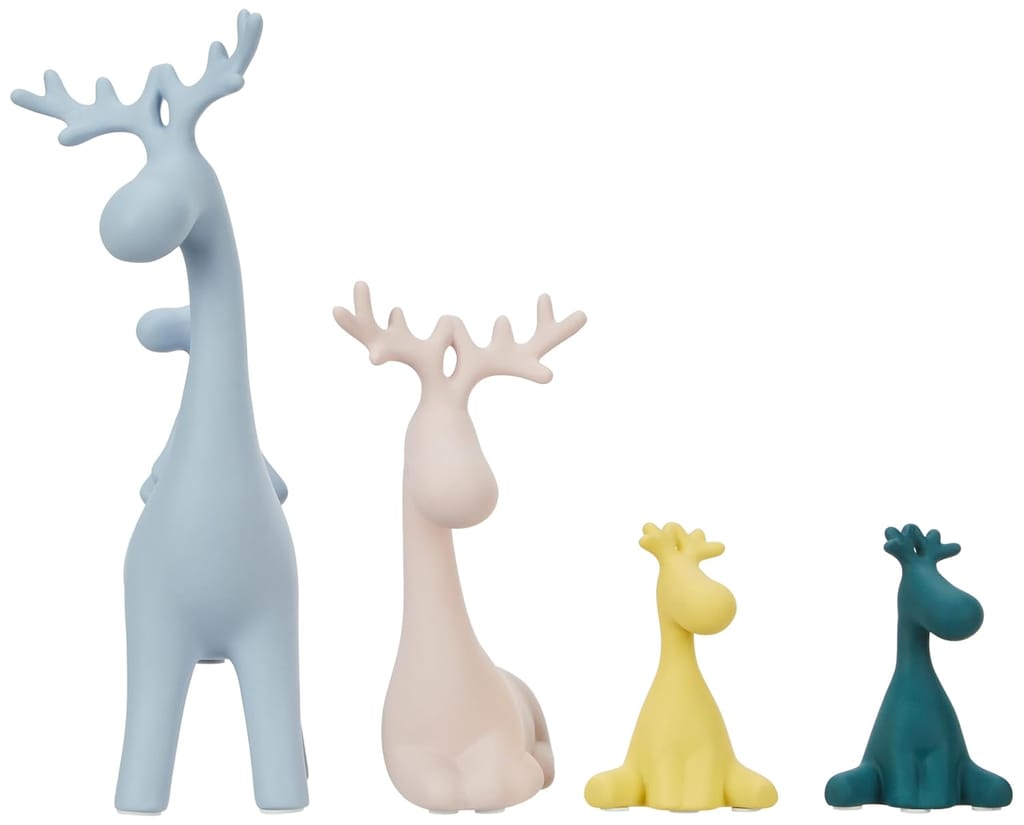 Tabassum Bandnani Handicrafts - Reindeer Family Statue for Home Decor | Resin Figurine Set (Pack of 4 Pieces, Multicolor) view 2