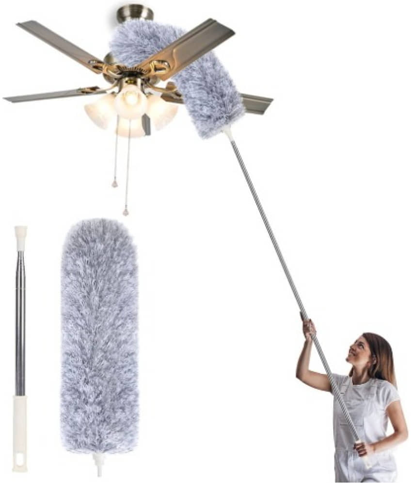 QitmirMKT Ceiling Fan Duster Cleaner with Microfiber Microfibre With Brush Dust Pan