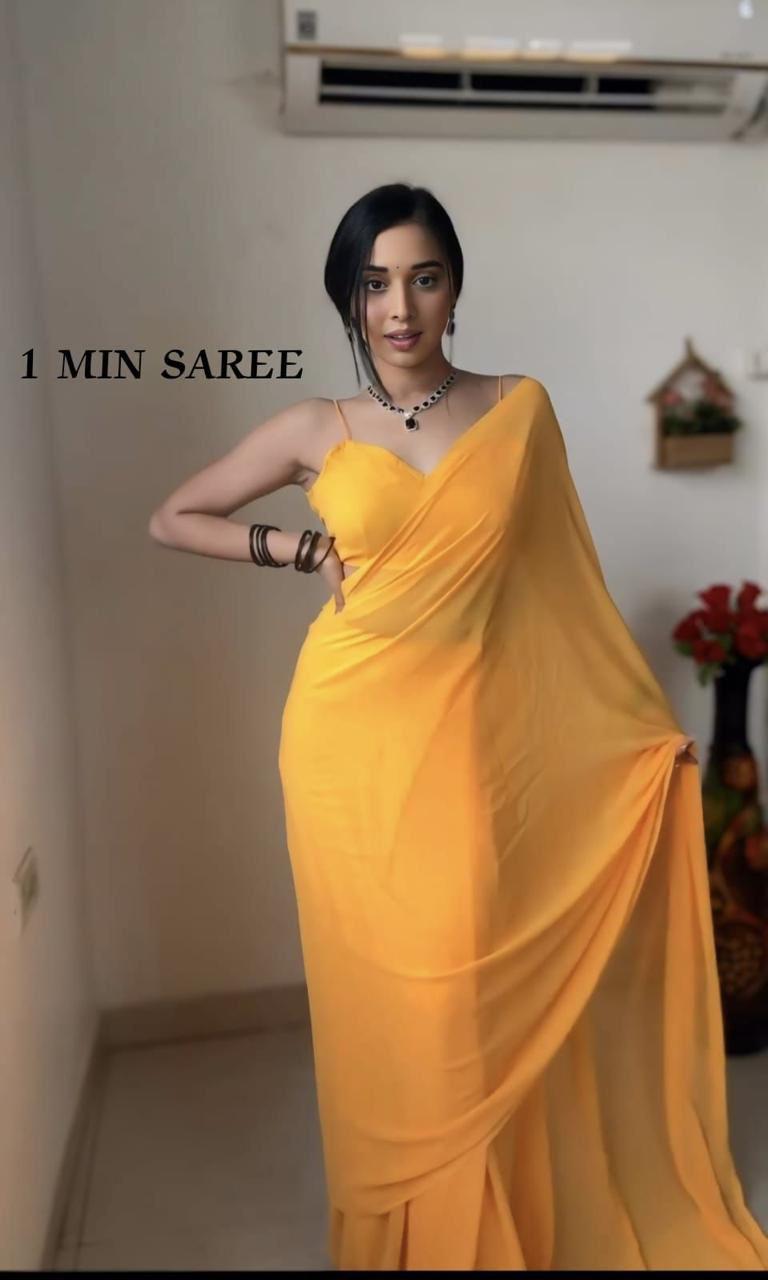 Plain Georgette Ready to Wear Saree Party Wear