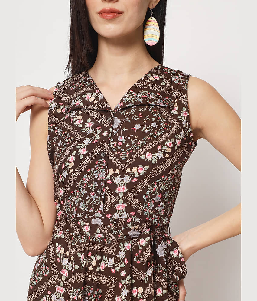 Rudrakriti Women Crepe Printed Gown ( Red ) view 2