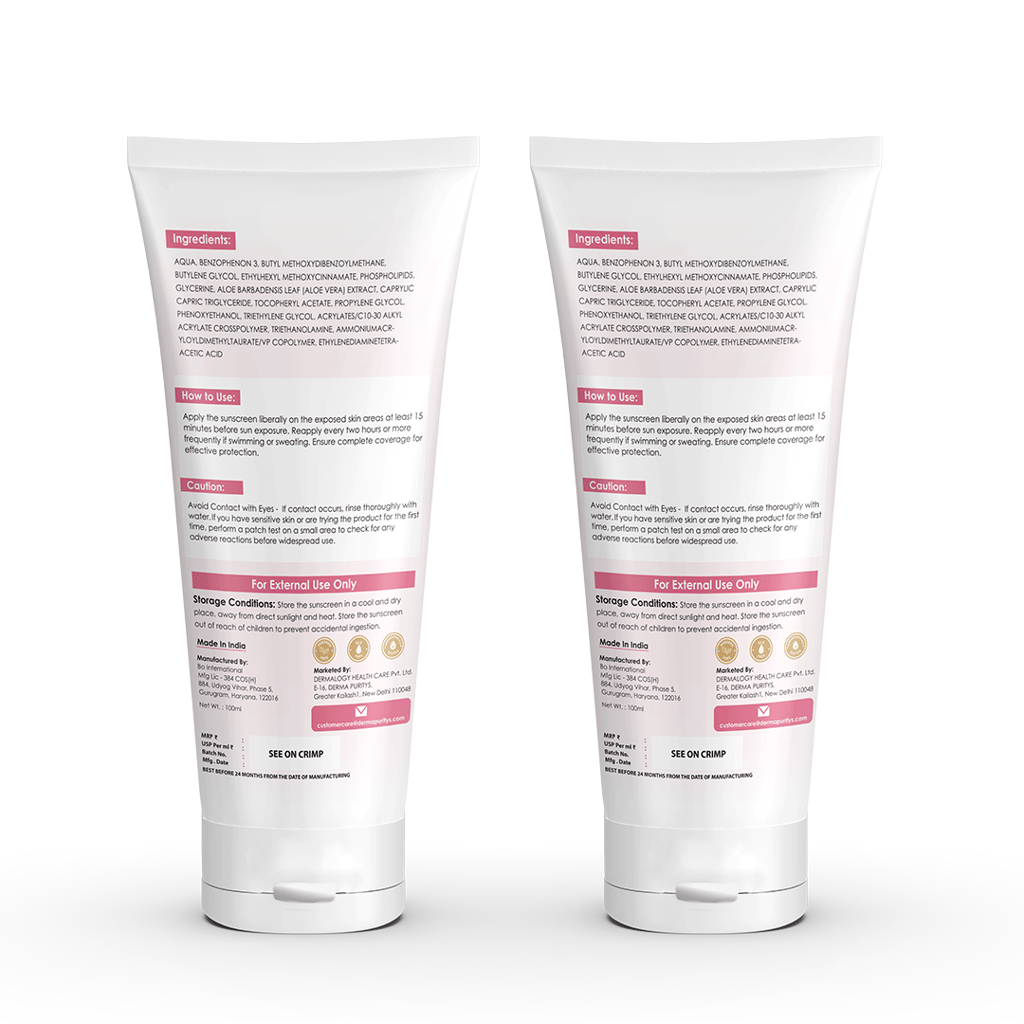 Derma Puritys Sunscreen | SPF 50 Gel Based | Pack of 2 | With Aloe Vera Extract | Protection against UV rays, Non-Greasy, Quick Absorbing, For all Skin Types | 100ml x 2 view 2