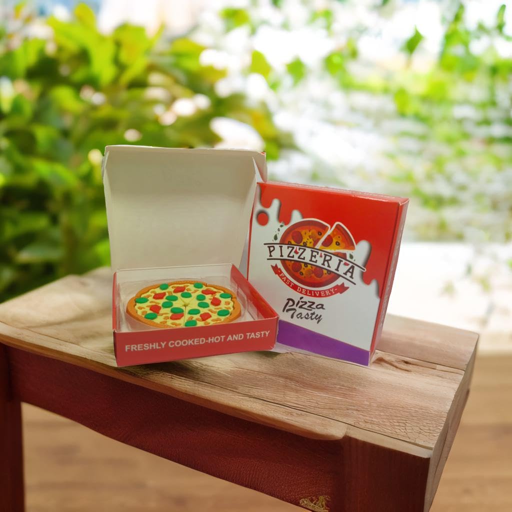 Set of Pizza Slice and turtlre Shape Eraser Piece Pizza 7 Slice and 4 Piece Turtle Collection, Educational Fun Stationery view 2