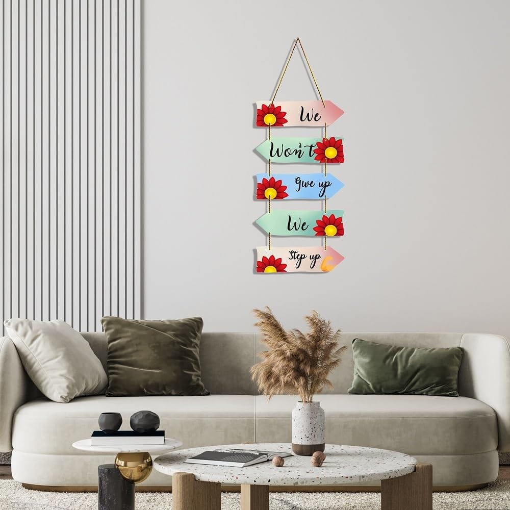 Charmor We Won't Give up We Set up Decorative Wooden Wall Hanging Decoration for Home | Living Room | Office | Wall Decoration (WH3702) view 2