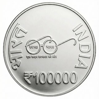 1 Lakh Rupees 1917-1984 Indira Gandhi Silver-plated Fantasy Coin Silver Edition view 2