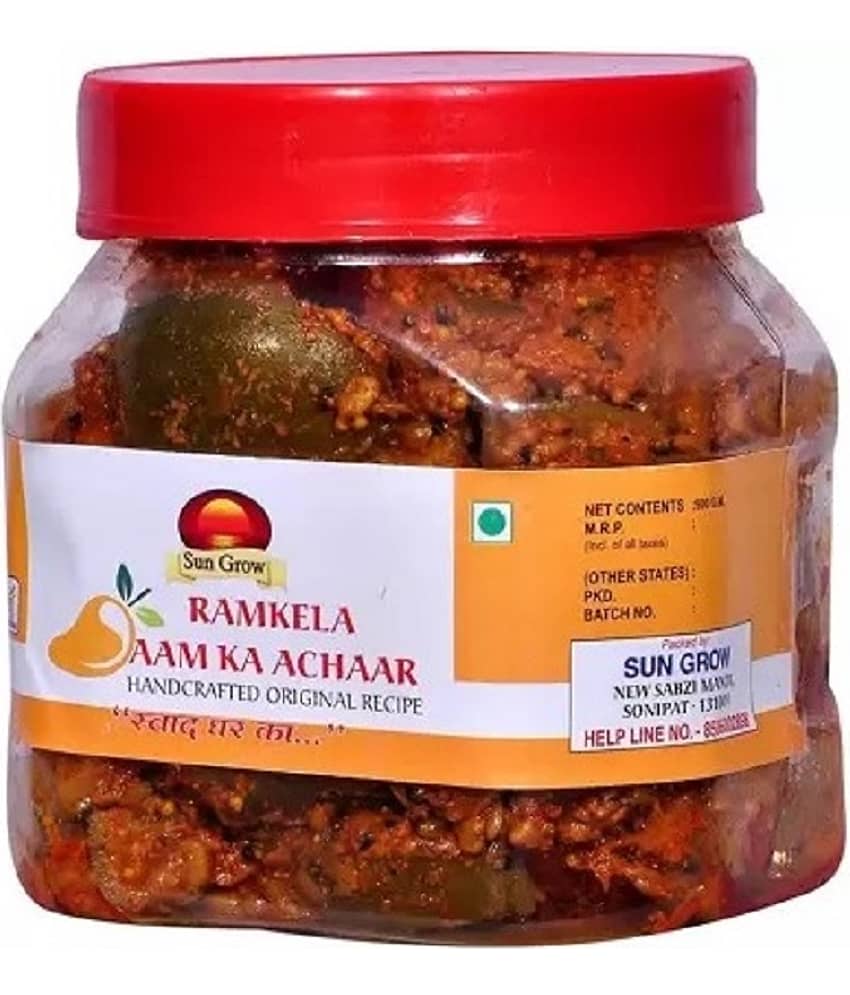 Sun Grow Fresh khada Masala Se Bana Organic Ramkela Rajasthani Mango Pickle Masaledar Raw Mango(Kairi) Pickle 500 g view 2