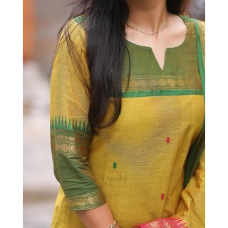 Lavesh Creations Chanderi Muslin Fabric Kurti Pent And Dupatta Set view 2