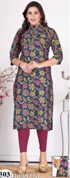 Muslin Tai Patti Straight Kurta with Buttons & Side Pocket Elegant Wear view 2