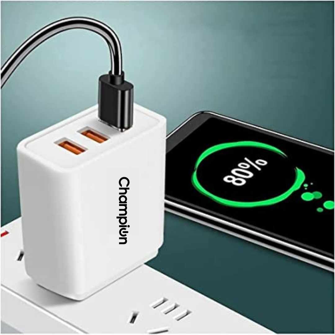 Champion 15W 3A Multiport USB Wall Charger | Fast Charging Adapter for All Mobile Phones (White) view 2