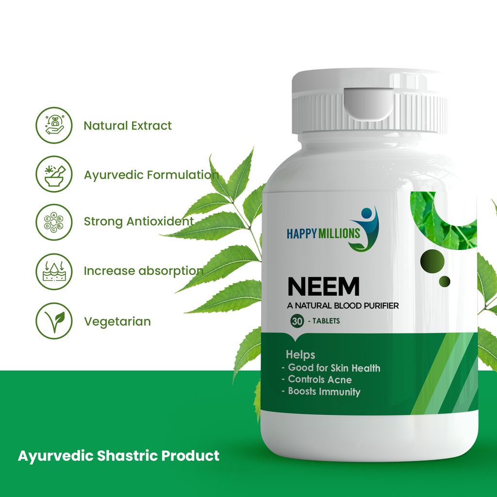 Happy Millions Ayurvedic Neem - A Natural Blood Purifier || (30+30) Tablets view 2