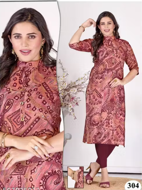 Muslin Tai Patti Straight Kurta with Buttons & Side Pocket Elegant Wear view 2