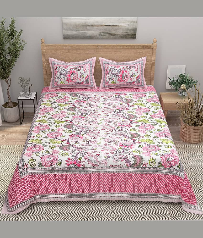 Bombay Spreads Cotton 1 Double King Bedsheet with 2 Pillow Covers ( Pink ) view 2