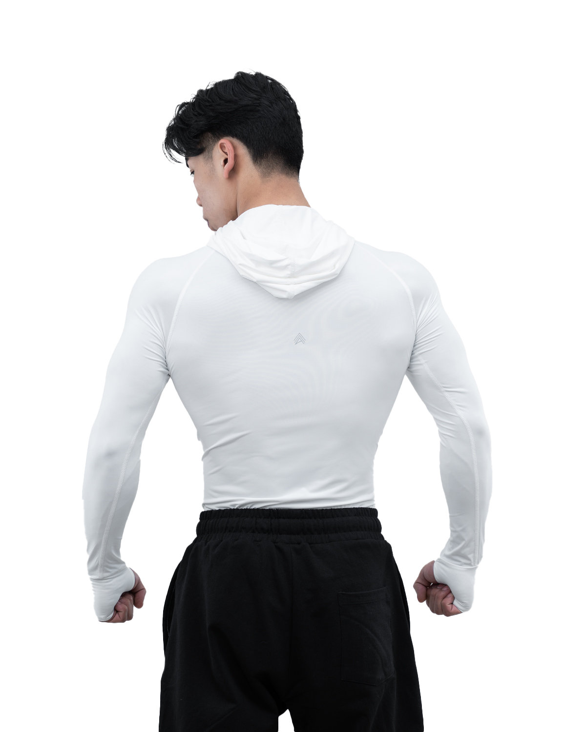 Athflex Men's Performance Assassin Compression Hoodie – Ultimate Stretch,Assasin Look,Premium Nylon - Spandex Blend,Body Fit Hoodie for Gym & Training - white/XL view 2