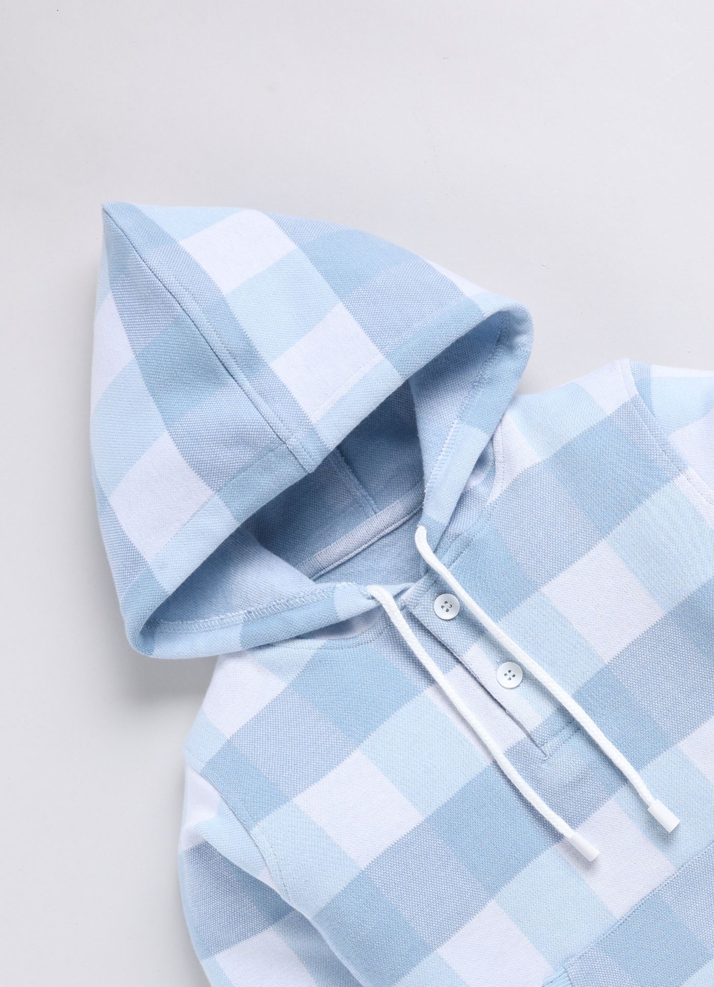 Boys Blue and White Checkered Pullover Hoodie view 2