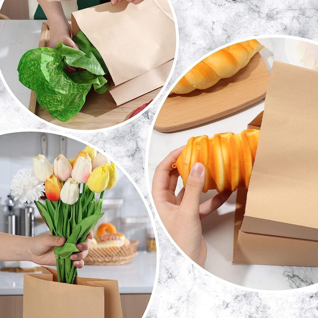 Divatos Kraft Brown Paper Carry Bags Lifafa 11X7.5X5 Inch | Grocery Snacks Bakery Restaurants Takeaway & Cloud Kitchen Food Delivery | Disposable Recyclable Eco Friendly Paper Bag (Pack of 25) view 2