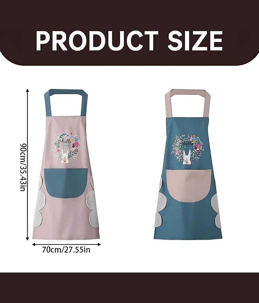 SARVASHVA TRENDS PVC Printed Kitchen Apron with 1 Center Pocket ( Pack of 2 ) view 2