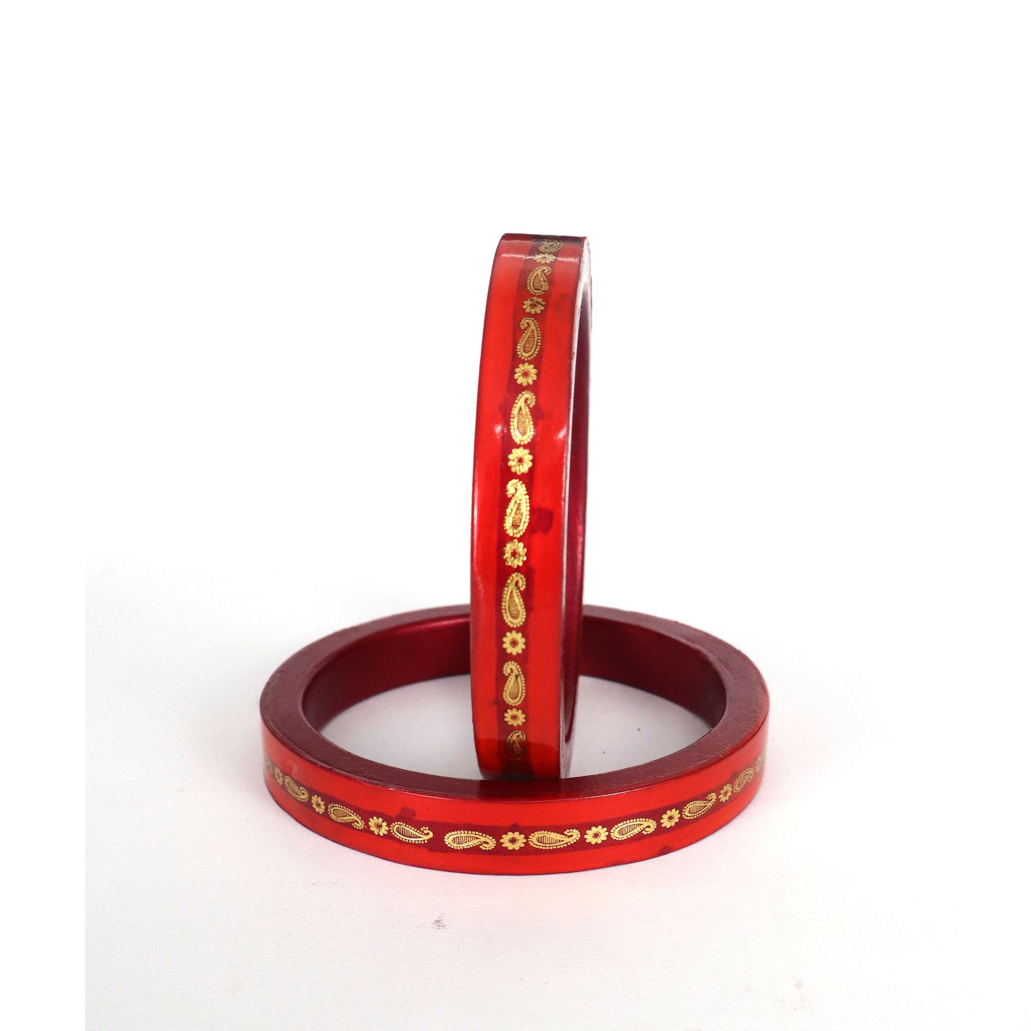 FHS Royal Style Rajasthani Lac Bangles Peach Colour for Girls & Womens- Red view 2