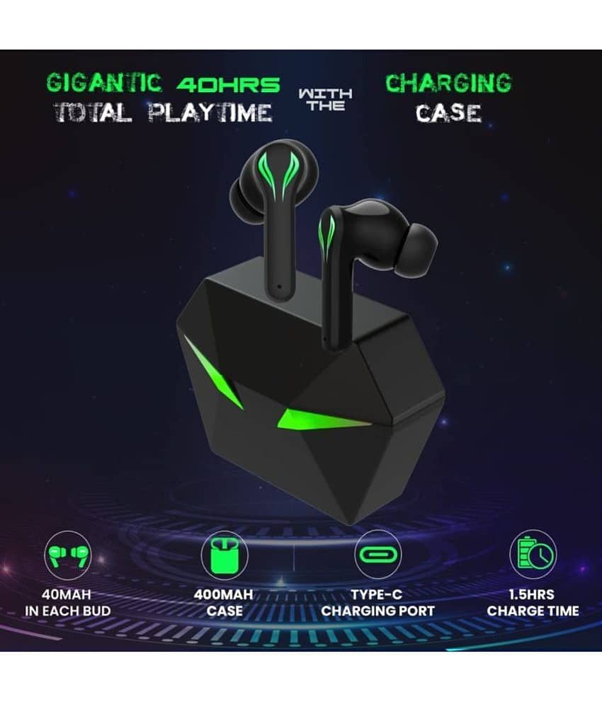 VERONIC Gamo Low Latency Bluetooth True Wireless (TWS) On Ear 20 Hours Playback Low Latency,Fast charging IPX4(Splash & Sweat Proof) Black view 2