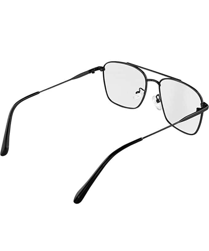 Jodykoes Stylish Blu Cut Anti Glare Metal Square Frame Spectacle Eyeglasses Eyewear (Black) view 2