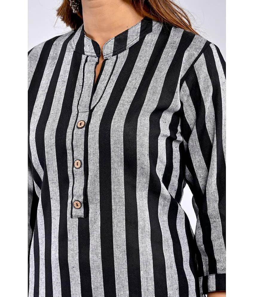 ZAMAISHA - Black Cotton Women's Straight Kurti ( Pack of 1 ) view 2