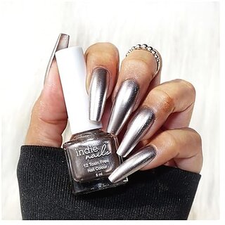 Nail Polish Outer Space - Metallic Silver Shade Chrome Finish Long-Lasting High-Shine Finish | Chip-Resistant and Quick-Drying Formula | Vegan and 12-Free Nail Paint For Women Professional-Quality Manicure 5ml view 2