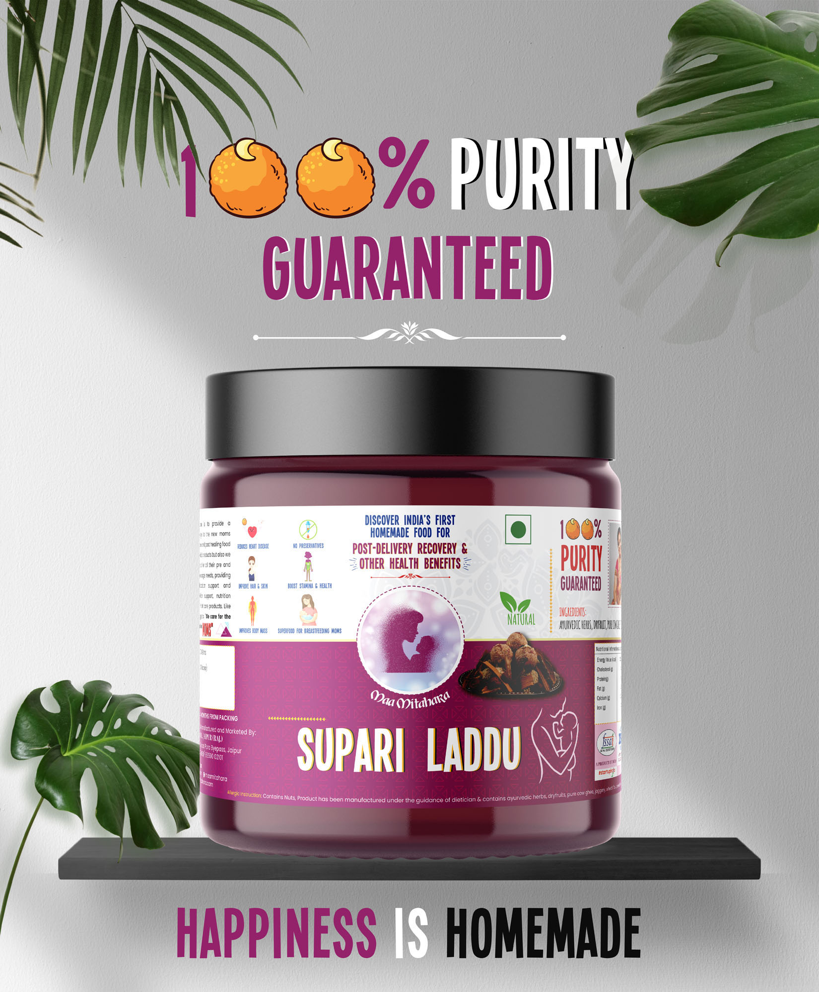 Maa Mitahara -- Supari Laddu | Home Made Post Delivery Supari laddu with Jaggery | After Delivery Food For Mother | Post Natal Diet Laddoos | Gudiya Shakkar for Women and Men- 500 gm view 2
