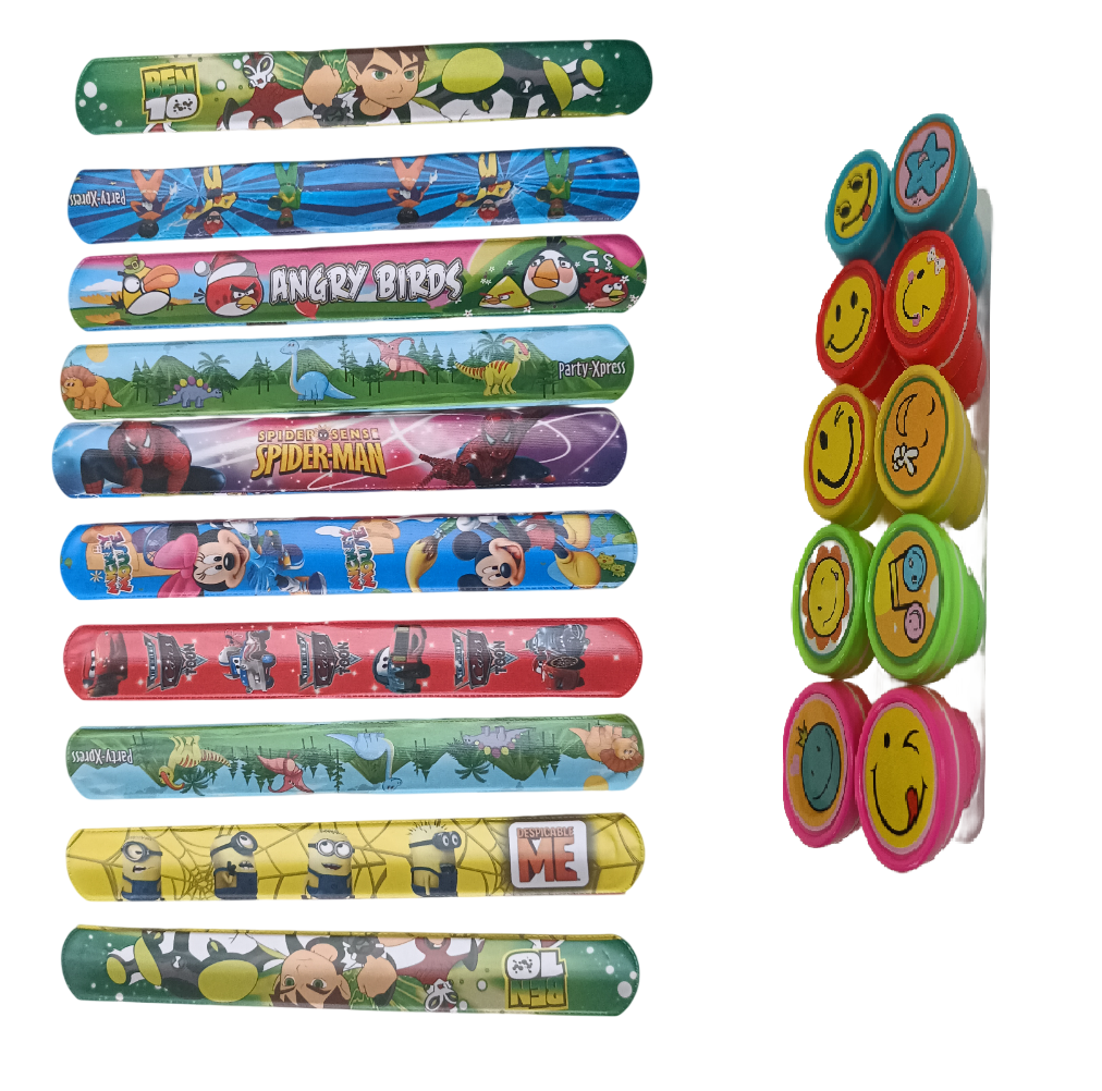 Self ink stamp (10) and Wrist strap (10)combo for kids