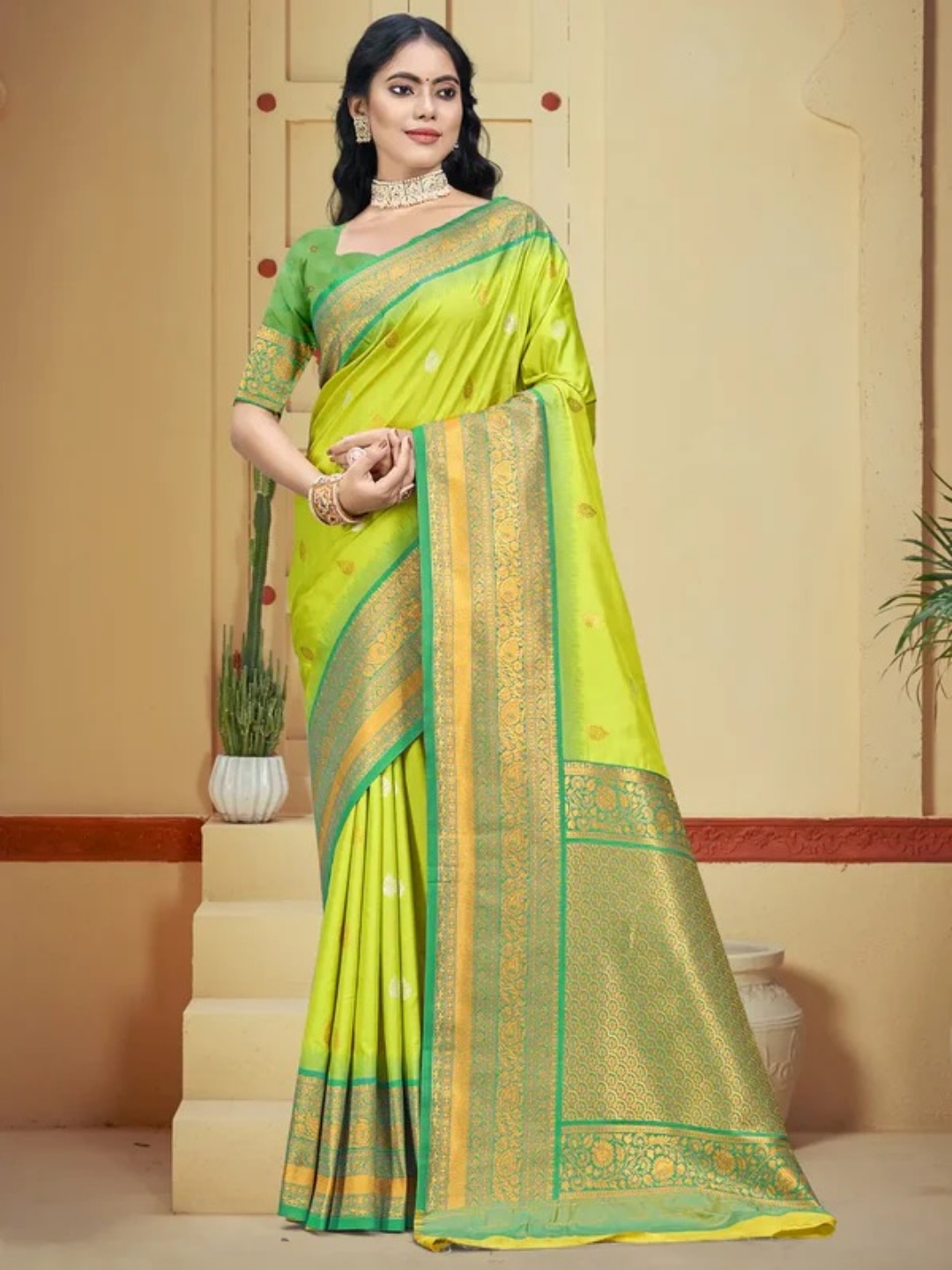 Sea Green Silk Saree view 2