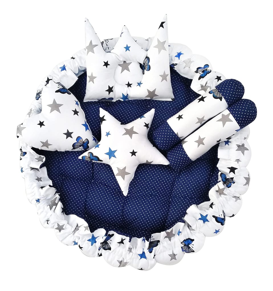 LOREM 5 Pillows & Round Shape Cotton Baby Bed for 0-1 Year BB01-04-11 view 2