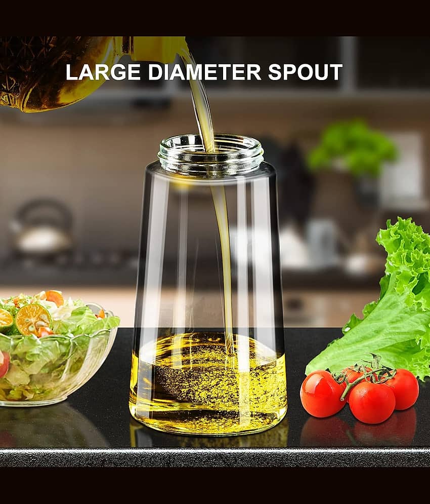 Bhavyta 2 in 1 Glass Oil Sprayer and Dispenser Bottle – 500ml Capacity | Multi color Lid | Refillable Kitchen Tool for Cooking, Frying, BBQ, Salad, Baking | Olive Oil & Vinegar Spray Bottle view 2