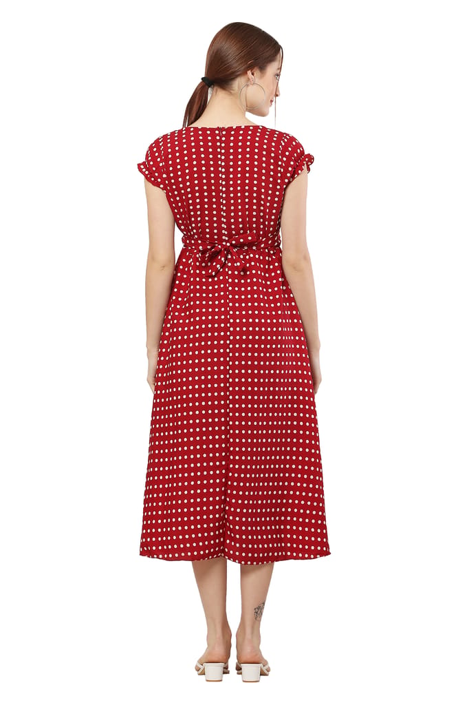 WOMEN_MAROON_POLKA_FROCK view 2