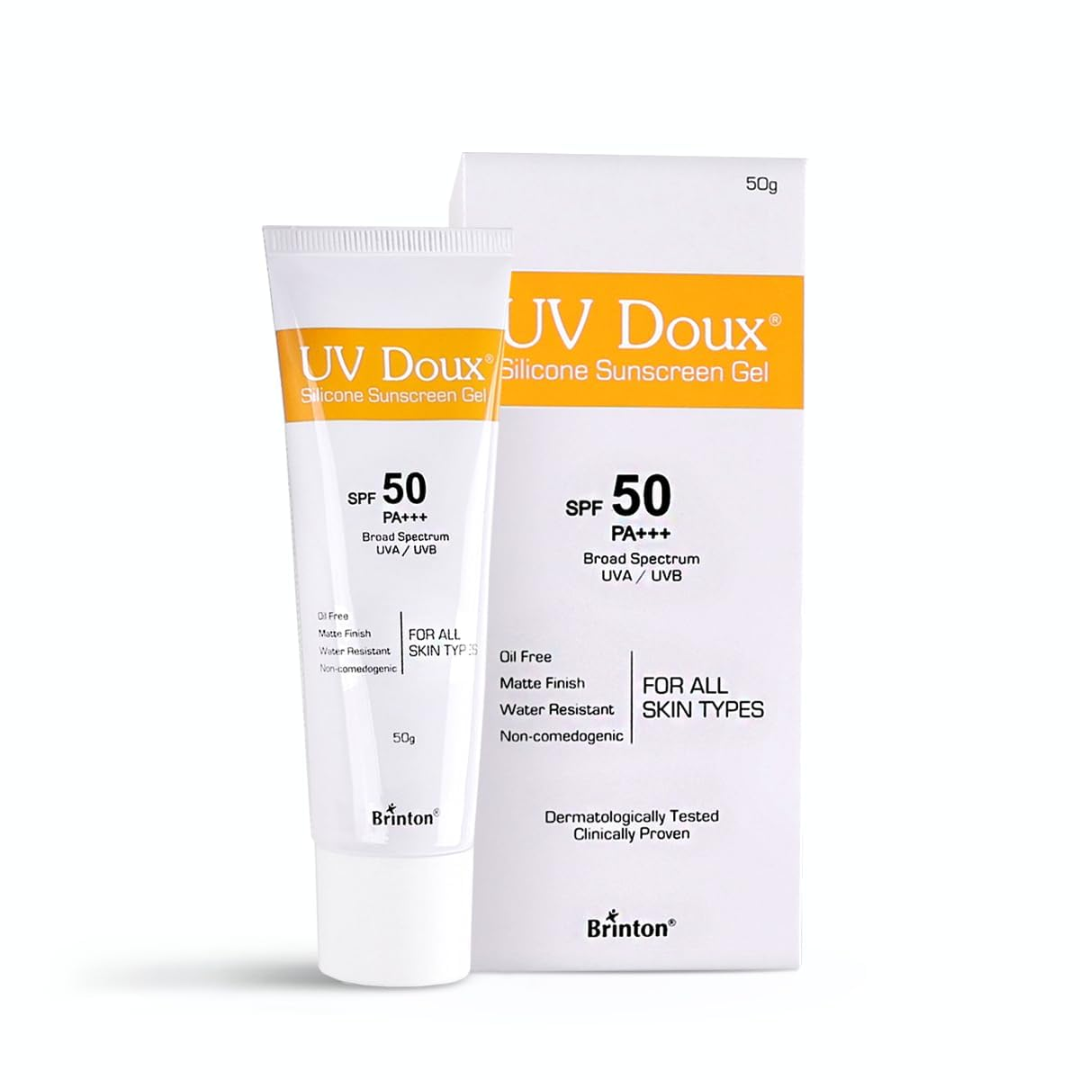 Brinton Healthcare UvDoux Face & Body Sunscreen gel with SPF 50 PA+++ in Matte Finish and Oil Free Formula| Water Resistant Sunscreen| Protection against UVA/UVB Rays50 gm x Pack of 4 view 2